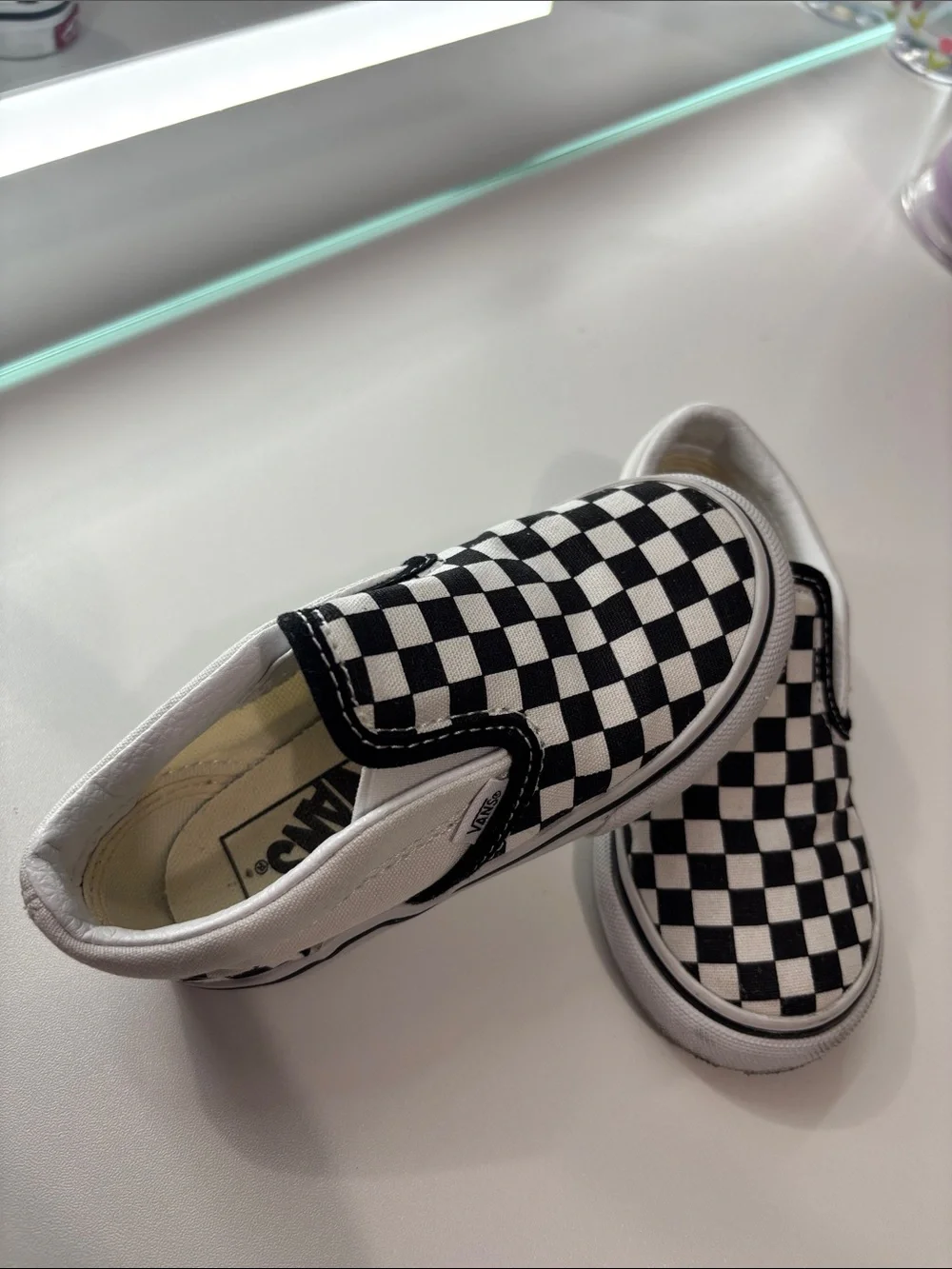 Vans Kids Black & White Checkerboard Slip-On Sneakers